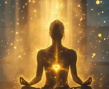 a meditating in cosmic blueprint