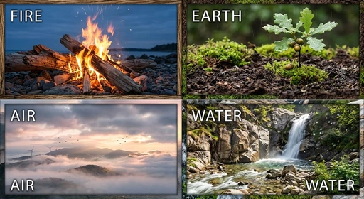 Fire,earth,air and water images.