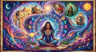 A girl sitting with different life phases at back